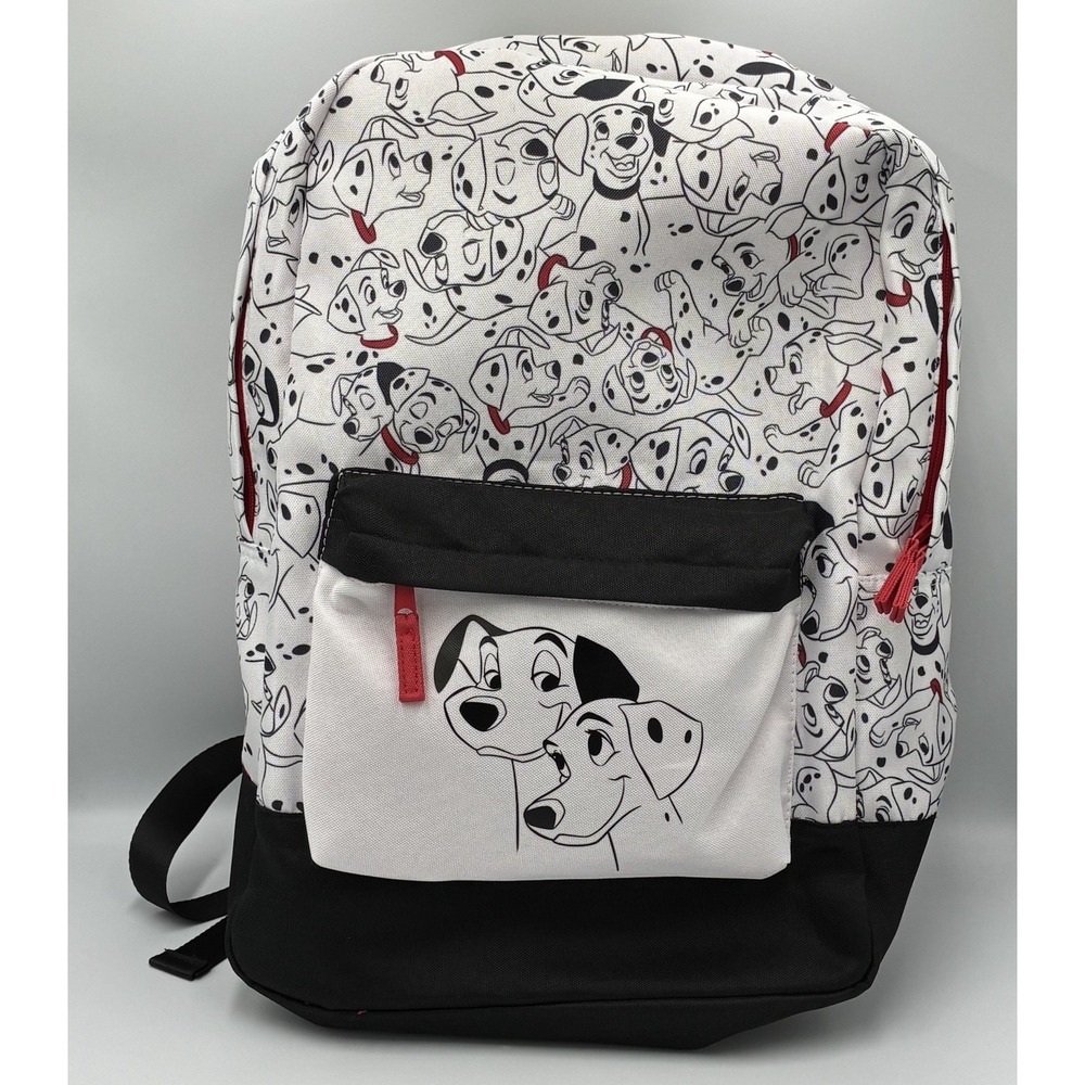 Disney 101 Dalmatians Backpack White Black Red NWT School Bag Pongo Perdita